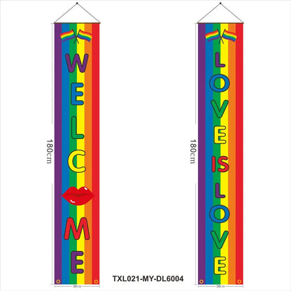 180cm Rainbow Flag Couplets LGBTQ Gay Pride Porch Hangings Outdoor Decorations Flags Lesbian Wedding Decor Banner