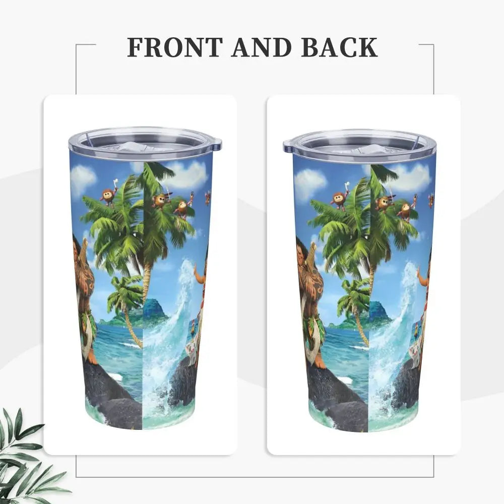 Moana and Pua Cartoon Movie Insulated Tumbler with Straws Stainless Steel Coffee Mugs Double Wall Car Bottle Cups 20oz