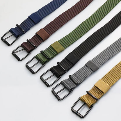 New Porous Pin Buckle Canvas Belt Men's Fashion Versatile Belt Student Youth Military Training Extended Denim Designer Belt