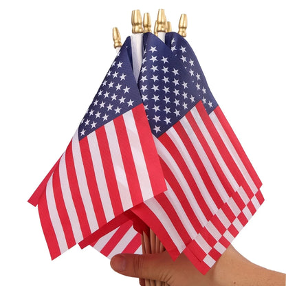 30pcs HandHeld American Stick Flags, 14x21cm HandHeld Mini USA Flag for Independence Day Outside Patriotic Holiday Yard Patio