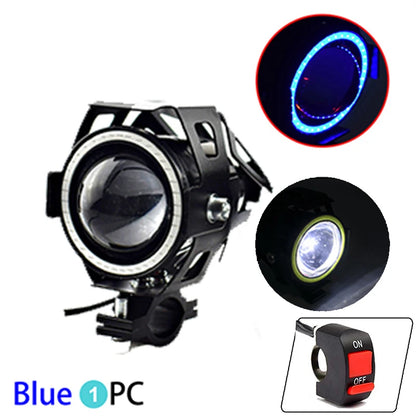 125W U7 LED Auxiliary Motorcycle Angel Eyes Headlight Explorers DRL Spotlights Bright LED Bicycle Lamp Accessories Foggers