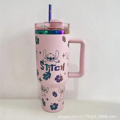 In Stock Stitch Cartoon Peripheral Insulated Cup 40oz 1180ml Stainless Steel Straw Cup Large Capacity Portable And Durable Gift