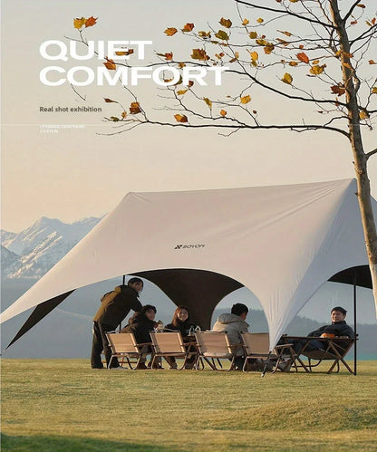 Outdoor camping blackout hexagonal canopy tent instant pop-up sunshade with table and chairs easy to set up for lazy campers