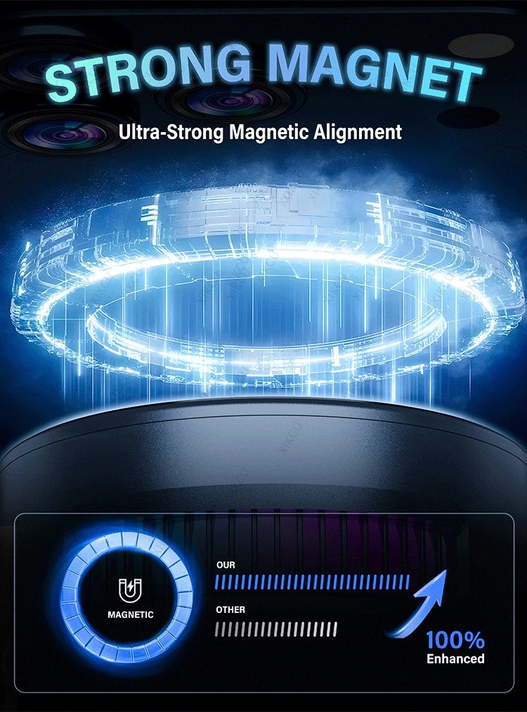 3 IN 1 Magnetic qi2 25W Wireless Charger Stand LED Light  Air Cooling Fast ChargingFor iPhone 17~12 Airpods Pro 3/2 Apple Watch