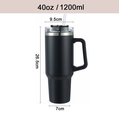 Mug Tumbler 40oz with Straw Handle Coffee Insulated 304 Stainless Steel Car Cup Keeps Cold Beer with Lids Tumbler Thermos Cup