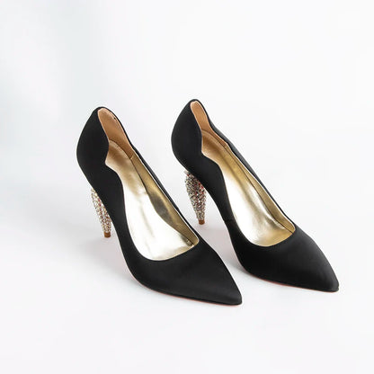 luxury Red Bottom Black Pointed toe Heels for Women Shoes 2024 Elegant and Classy Designer Slingback Heels High Quality big Size