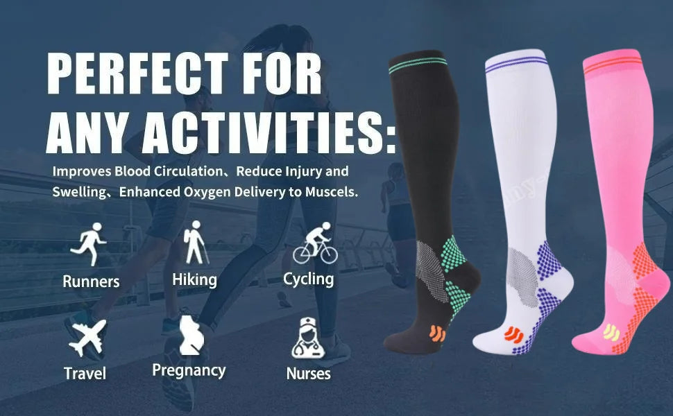 1/3 Pairs Dropship Compression Socks Varicose Veins 20-30 Mmhg Men Women Socks For Running Cycling,Football Soccer Stockings