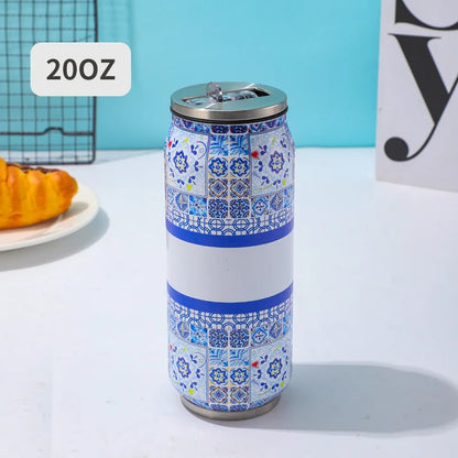 500ML Thermos with Straw 304 Stainless Steel Beer Bottle Cola Can Termos Para Cafe Beer Cold Keeper Home Kitchen Drinkware