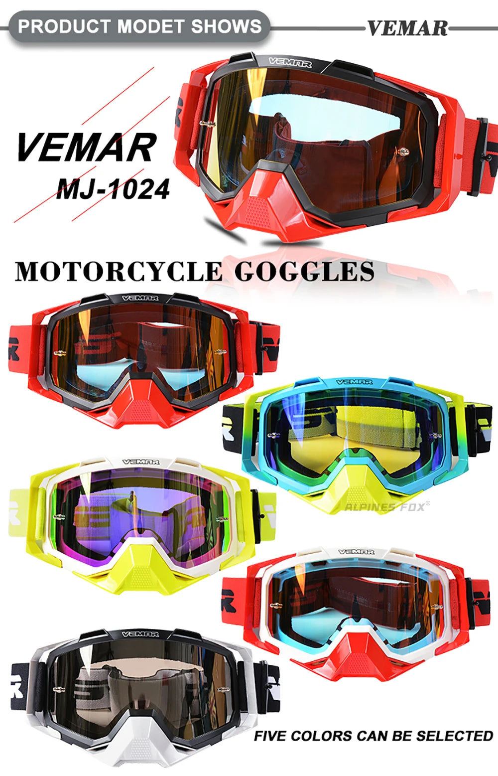 VEMAR Motorcycle Goggles Men Dustproof Motocross Helmet Glasses Skiing Gafas MTB ATV Dirt Bike Moto Sunglasses Outdoor Riding