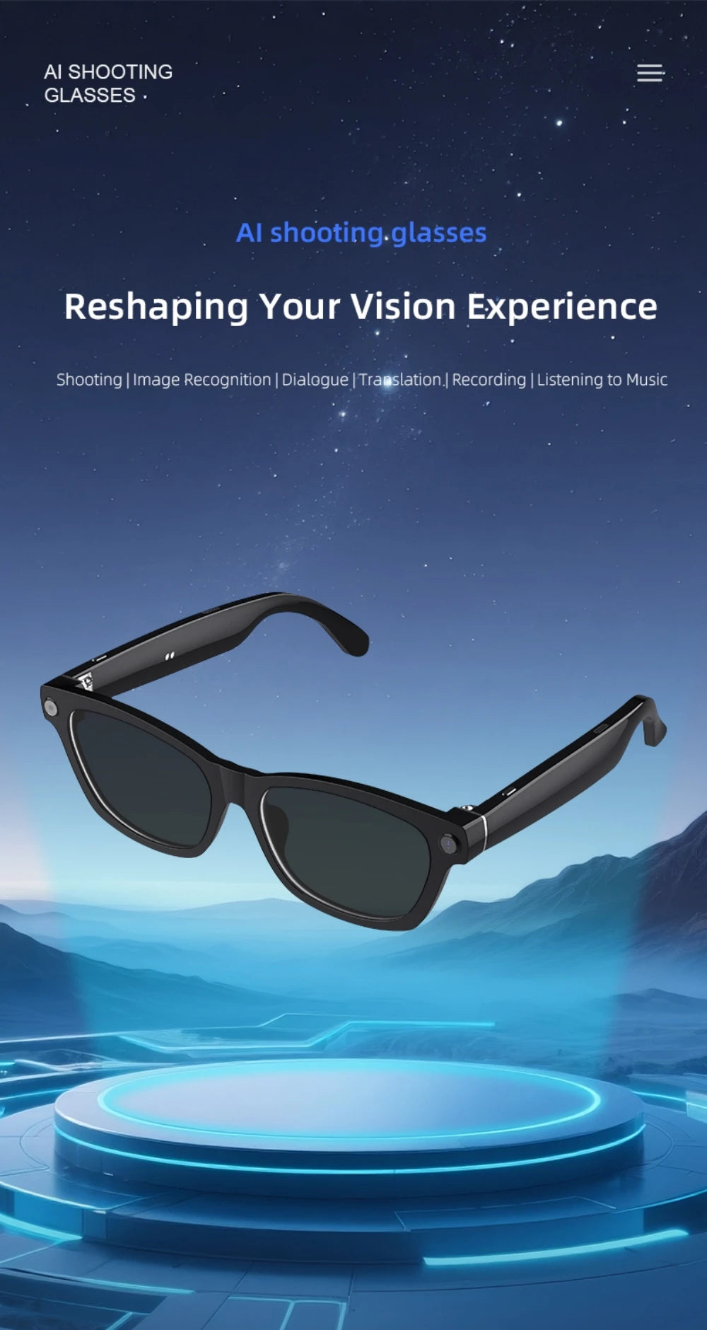 AI Smart Glasses Voice Assistant Translation 500W 1080P Camera Bluetooth Call Outdoor Sports Headsets Sunglasses For Men Women