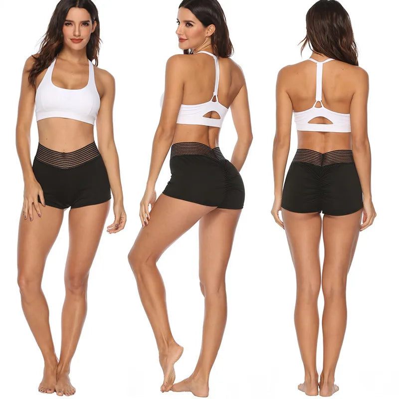 High Waist Sexy Women's Sports Shorts Athletic Gym Workout Fitness Yoga Leggings Briefs Solid Breathable Short Pants Female