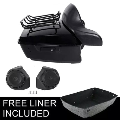 Motorcycle King Trunk Backrest Pad Speakers For Harley Touring Trunk Road King Street Glide 2014-2025