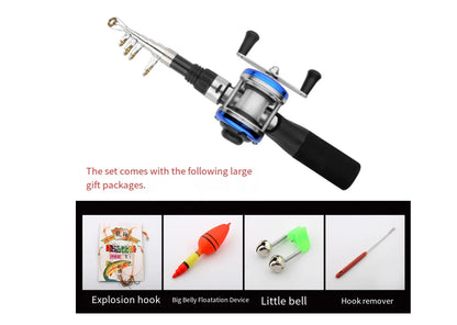 1.15m Portable Mini Telescopic Short Spinning Fishing Pole Pocket Travel Fishing Rod For Saltwater Freshwater Fishing Accessorie