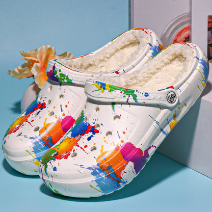 Women's winter warm clogs, fashionable and casual style, can be worn indoors or outdoors