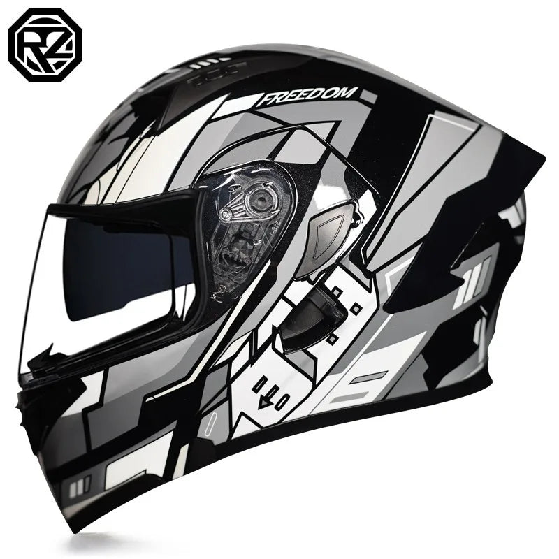 Full Face Motorcycle Helmet for Men and Women - Dual Lens Anti-Fog All Season Riding
