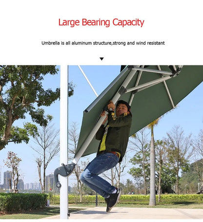 Outdoor Furniture Sunshade  Garden Umbrella Aluminum 3m square Offset Parasol 10 ft Cantilever Commercial Patio Umbrella & Bases
