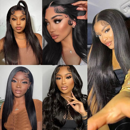 30 36 Inch 13x6 Transparent Bone Straight Lace Front Human Hair Wigs Pre Plucked Brazilian Straight Human Hair Wig For Women