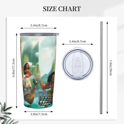 Moana and Pua Cartoon Movie Insulated Tumbler with Straws Stainless Steel Coffee Mugs Double Wall Car Bottle Cups 20oz