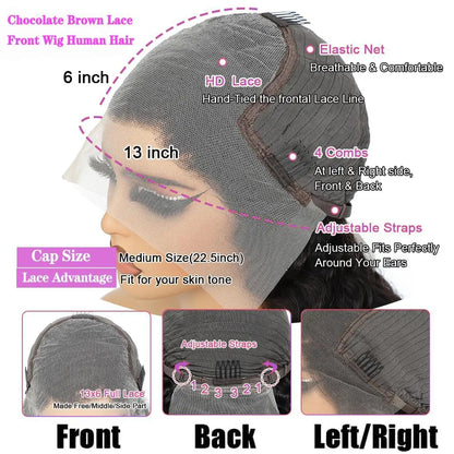 250% Density 13x4 HD Lace Wigs Body Wave Lace Front Wigs For Women 40 Inch Wear And Go Glueless Wigs Human Hair Pre Plucked Bling Hair