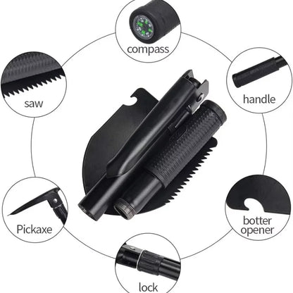 Multi-Function Foldable Camping Shovel Telescopic Survival Gear for Hiking Gardening Snow Removal and Outdoor Adventure