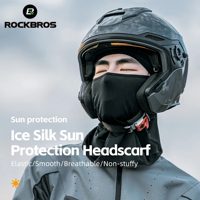 ROCKBROS Summer Ice Silk Cycling Mask Caps Outdoor Sun Protection Sports Motorcycle Cool Full Face Bicycle Mask Bike Scarf Mask