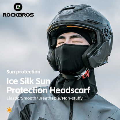 ROCKBROS Summer Ice Silk Cycling Mask Caps Outdoor Sun Protection Sports Motorcycle Cool Full Face Bicycle Mask Bike Scarf Mask