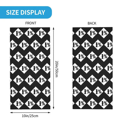 One Percenter 1% Bandana Neck Gaiter Printed Motorcycle Club Biker Mask Scarf Multifunctional Headwear Hiking for Men Women