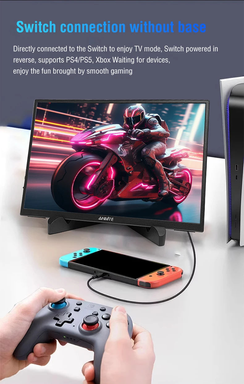 Anmite 10.5-Inch Portable Monitor 1280P HDR 15:10 Low Blue Light For XBox PS4 / 5 Switch Cell Phone PC Loptop Extension