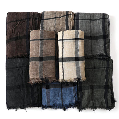 Fashion Plaid Cotton Linen Men Scarves Autumn Winter Warm Men's Scarf Short Tassel Bufanda Male Accessories Pashmina Shawl