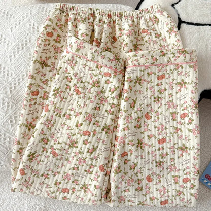 Striped Dog Print Korean Casual Loungewear for Women Sweet Cute Lapel Neck Women's Pajamas Set Autumn Winter New 2 PCS Sleepwear