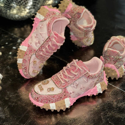 Luxury Designer Women's Sneakers Fashion Luxury Rhinestone Ladies Shoes 2026 New Outdoor Platform Female Sports Shoes Vulcanize