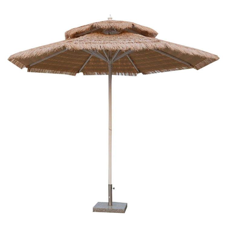 Pink Yellow Blue Striped Parasols Umbrellas Outdoor Luxury Aluminium Market Style Beach Umbrella with Fringe Outdoor for Shop