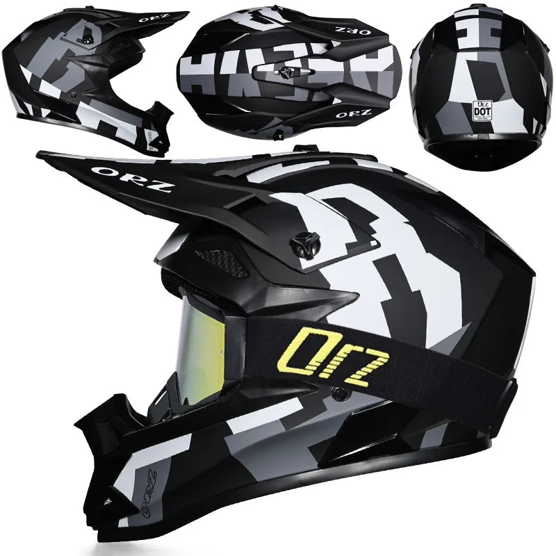 DOT Approved Off Road Helmet with Goggles Motocross Helmet Dirt Bike ATV Motorcycle Helmet Moped Dirtbike Racing Dirtbike Helmet