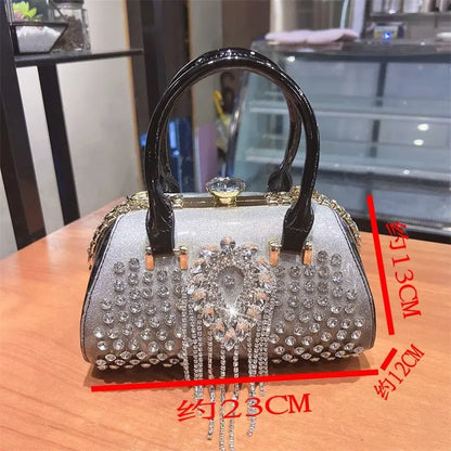 Fashion Diamonds Leather Women's Handbag Small Shoulder Cross-Body Bag New Elegant Evening Bag Portable Girls Party Dinner Bags