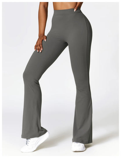 Gym Fitness Sports Flared Pant Dance Trousers Women V-shaped Hip Yoga Pants Flare Leggings Women High Waist Wide Leg Pants Women