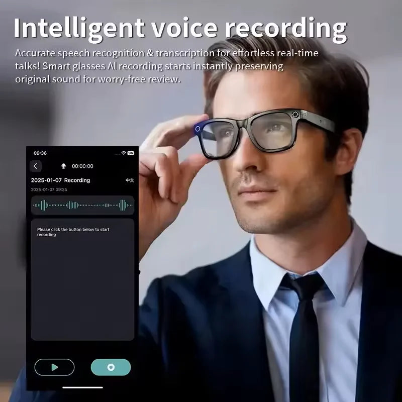 2025 New 800W Camera Glasses Bluetooth Smart Glasses with Camera Voice Call Music Smart Sunglasses Video Sound Record AI Glasses