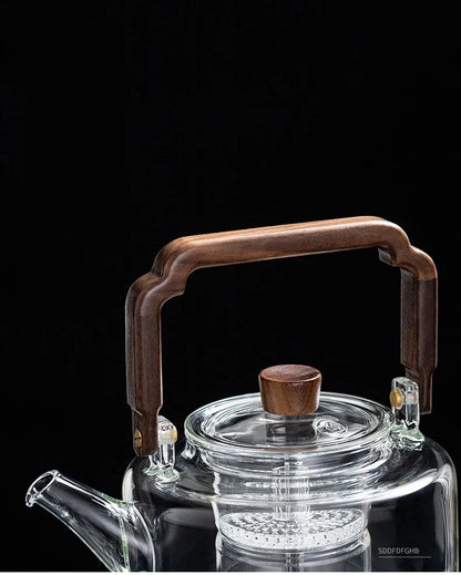 JUSTINLAU Glass Teapot 1300ML Integrated Steaming and Boiling Teapot Thickened Filter Kung Fu Tea Set for Electric Pottery Stove