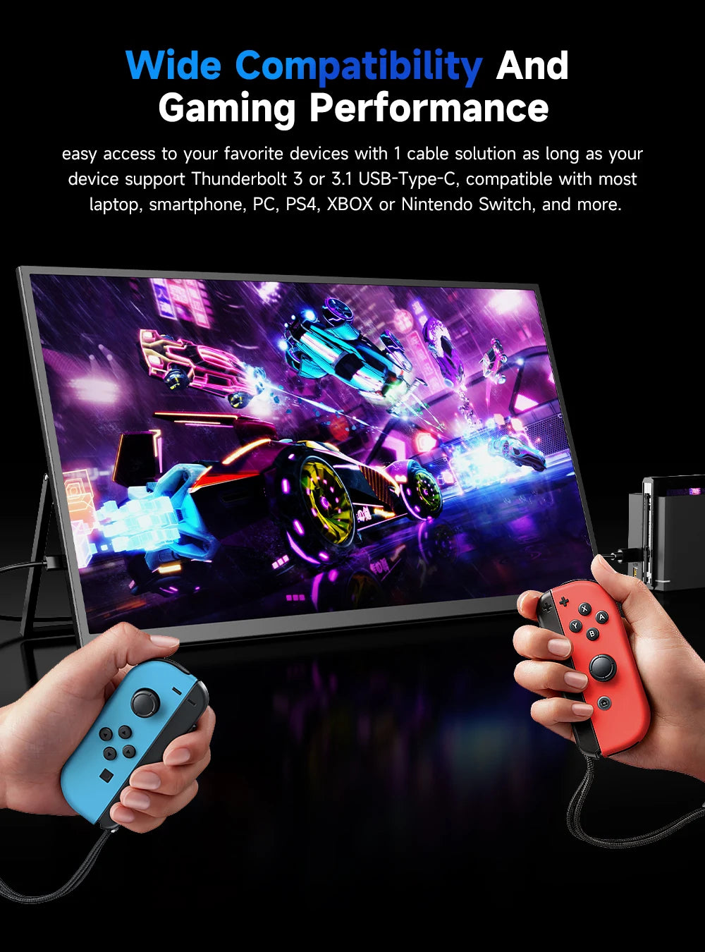EVICIV 22" 2K Portable Monitor 2560*1440P 100%DCI-P3 QLED External Screen For Loptop Phone With HDMI Computer Display Extension