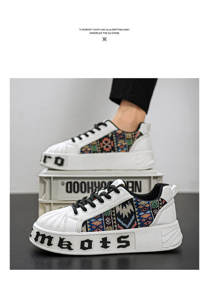 Men's White Sneakers 2025 New Arrival Fashionable Casual Shoes Durable Anti-slip Thick-soled Elevator Comfortable Breathable Eas