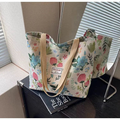 Large Capacity Niche Single Shoulder Bag for Women, Ins Style Canvas Bag, Tote Bag for Class, Commuting Bag