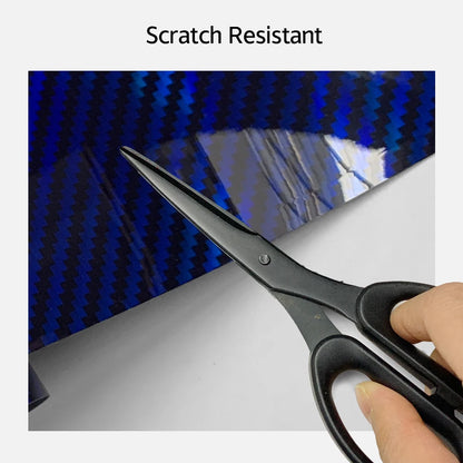 Laser Blue Carbon Fiber Car Stickers Glossy Holographic Color Change Film Self-Adhesive Vinyl Car Wrap Cover Air Release Foil