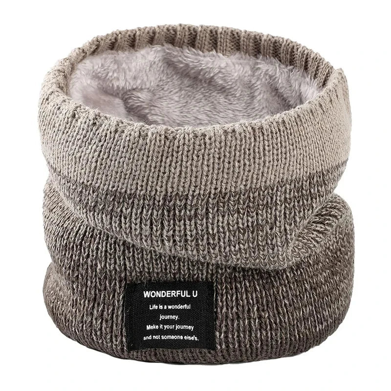 Winter Scarf for Men Fleece Ring Bandana Knitted Warm Solid Scarf Women Neck Warmer Thick Cashmere Hot Handkerchief Ski Mask