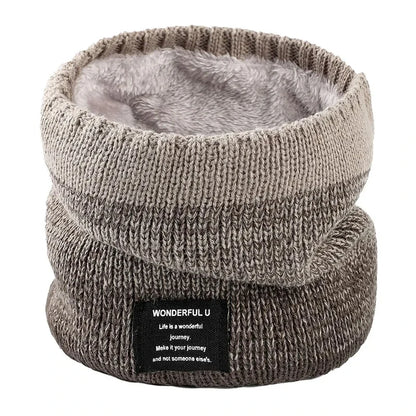 Winter Scarf for Men Fleece Ring Bandana Knitted Warm Solid Scarf Women Neck Warmer Thick Cashmere Hot Handkerchief Ski Mask