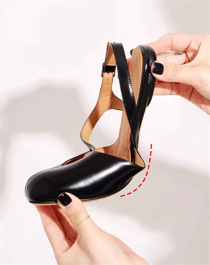 Luxury Tabi Flat Sandals Women Summer Patent Leather Split Toe Slingbacks Ballet Shoes Brand Designer Banquet Wedding Sandalias