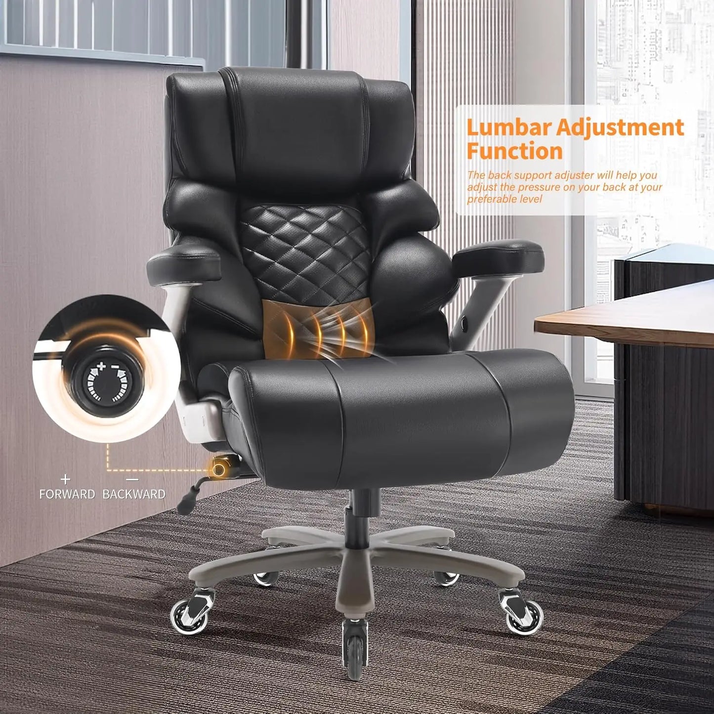700lbs Big and Tall Office Chair-Large Computer Chair with Adjustable Lumbar Support 3D Flip Arms Plus Size Wheels,, Customized