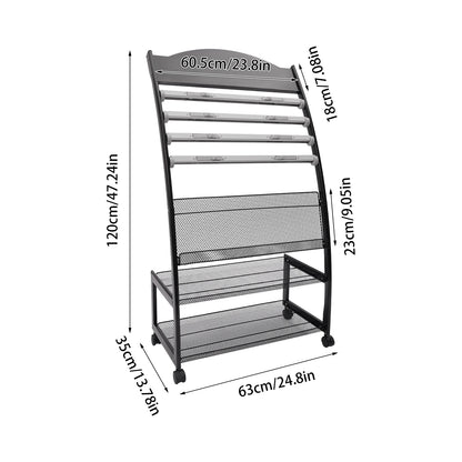 Aluminum Alloy Clip on Newspaper Rack, Magazine Display Rack, Magazine Rack, Brochure Display Rack - Black/White