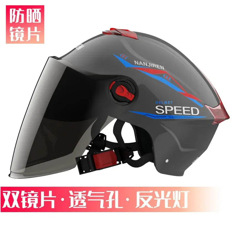 Summer Sun Protection Motocycle Helmet Universal Safety Half Helmet Windproof  Rainproof Electric Bicycle Comfortable