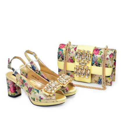 New Arrival Italian Shoes with Matching Bags for Nigeria Women Luxury Shoe and Bag Set for Party in Women Rhinestone Party Pumps
