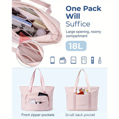 Stylish and simple pink nylon shoulder bag handbag, lightweight and portable shopping bag, suitable for shopping,commuting