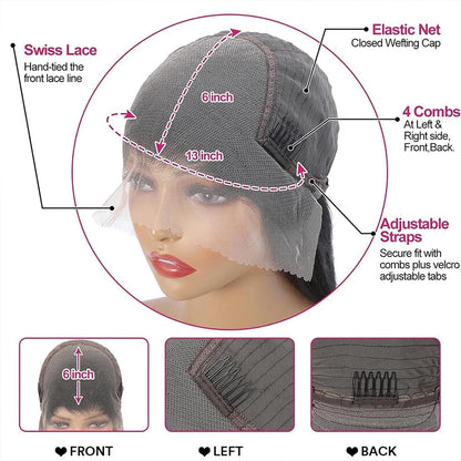 13x6 Hd Transparent Lace Front Wigs Human Hair Body Wave Brazilian Black Human Hair Wig Glueless Pre Plucked Wigs For Women